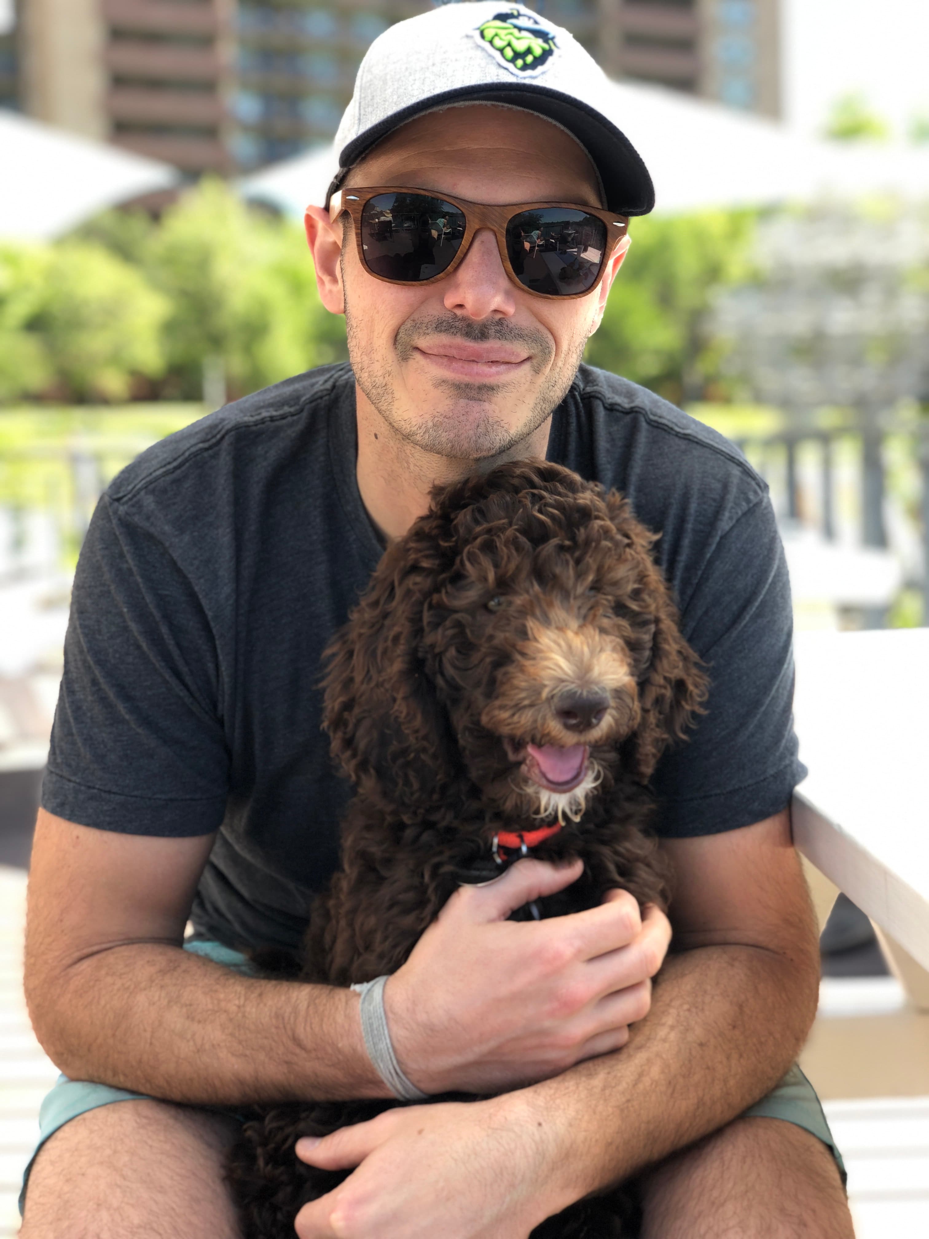 Ben holding puppy Babka